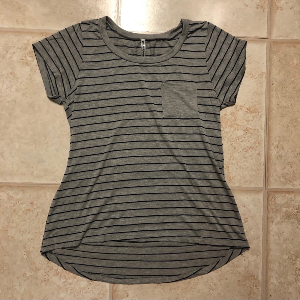 High-Low Striped T-Shirt with Pocket